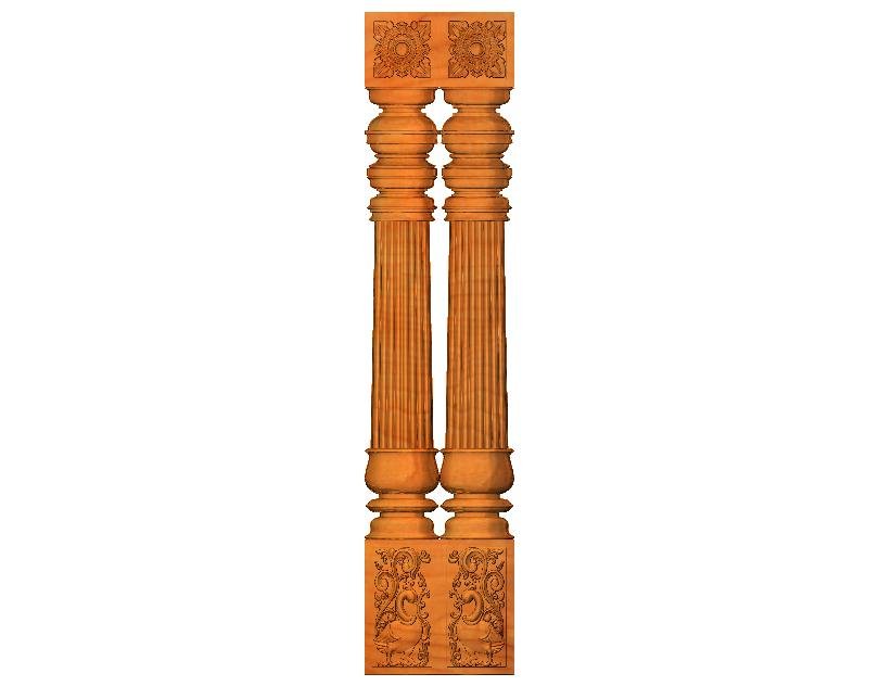 Piller - PILLER-05 Elegant Dual Column Traditional Architectural Wood Carving Design